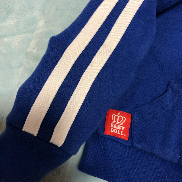 BABYDOLL(ベビードール)の❁⃘*.ﾟBABYDOLL ベビードール 青色 サイドライン パーカー 80 キッズ/ベビー/マタニティのベビー服(~85cm)(その他)の商品写真