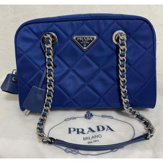 プラダ(PRADA)のプラダ チェーンバッグ ミニボストン ネイビー(ボストンバッグ)