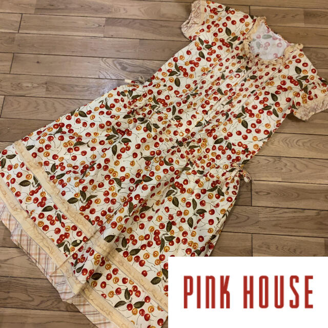 ピンクハウス PINKHOUSE チェリー 総柄 ワンピース ドレス - ロング
