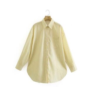 ザラ(ZARA)の🌸春先行💐3588◆yellow ストライプ 柄 シャツ ブラウス(シャツ/ブラウス(長袖/七分))