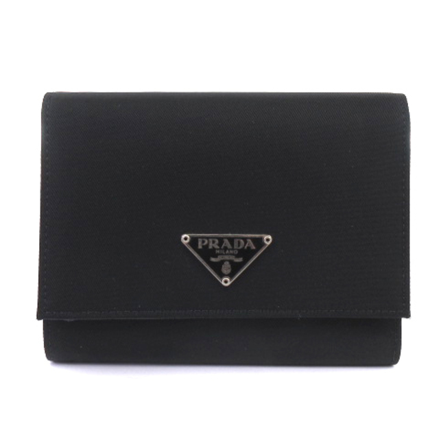 プラダ PRADA 財布 三つ折り財布 ロゴ ナイロン レザー M176 黒 ブ