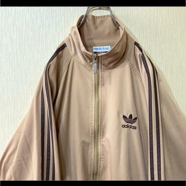 adidas トレフォイルロゴ トラックジャケット ジャージ ベージュ ブラウン-