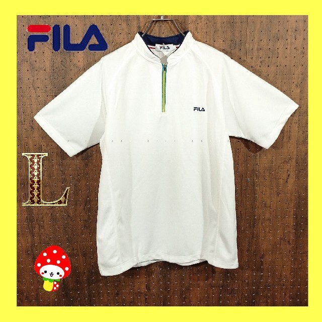 FILA(フィラ)のFILA フィラ 新品未使用 ホワイト 半袖シャツ 刺繍ロゴ L ポリシャツ メンズのトップス(Tシャツ/カットソー(半袖/袖なし))の商品写真