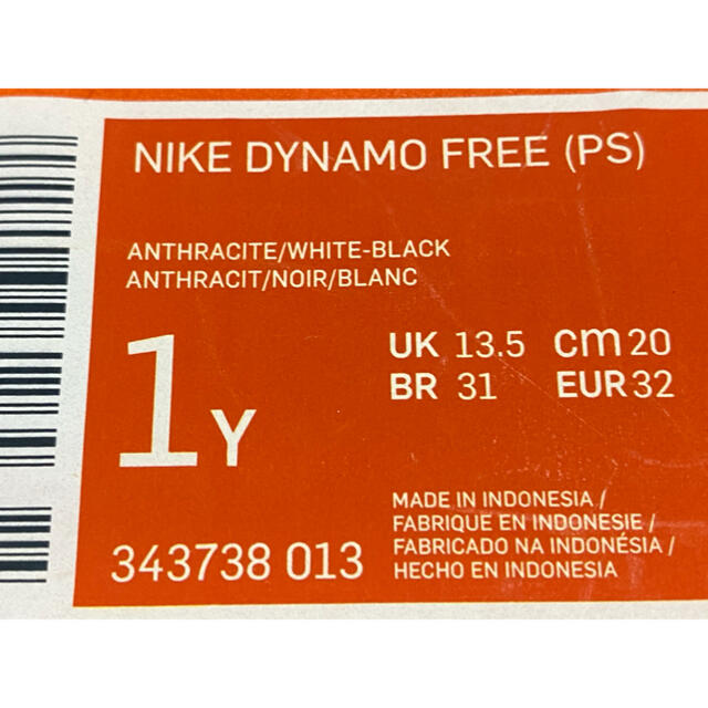 NIKE(ナイキ)の新品 20.0cm ダイナモフリー  013 アンスラサイト 黒ブラック ナイキ キッズ/ベビー/マタニティのキッズ靴/シューズ(15cm~)(スニーカー)の商品写真