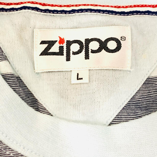 ZIPPO(ジッポー)のzippo ジッポー　Tシャツ　横縞　グレー　春コーデ　ビンテージ　レア物 メンズのトップス(Tシャツ/カットソー(半袖/袖なし))の商品写真