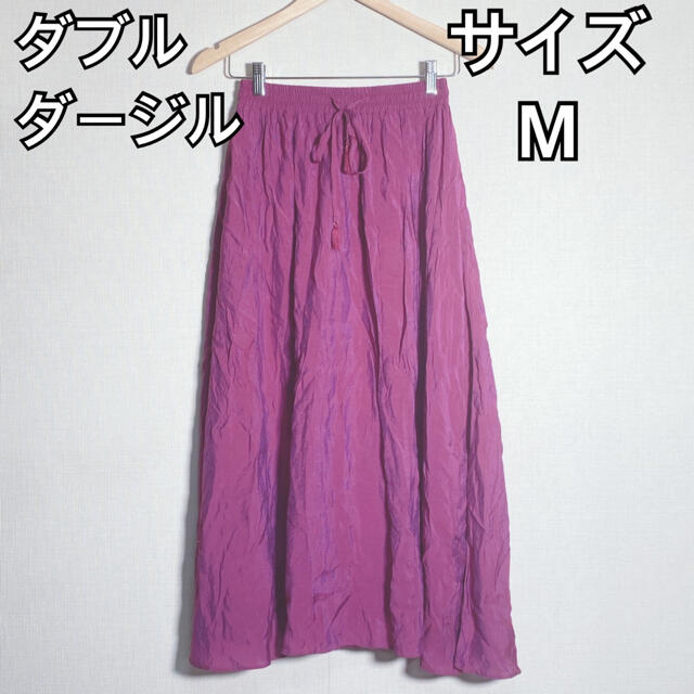 Double dazzle(ダブルダージル)のDoubledazzle　ロングフレアスカート　リボン　光沢　ベロア　大人可愛い レディースのスカート(ロングスカート)の商品写真