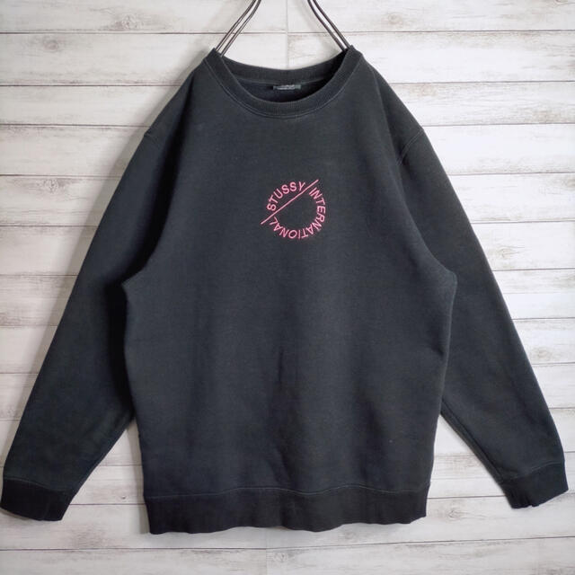 入手困難!!】ステューシー✈︎刺繍ロゴ 裏起毛 スウェット 黒 一点物