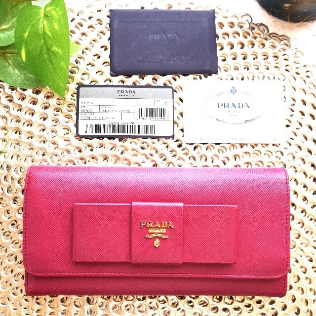 美品☆最値下げ】PRADA プラダ 財布 長財布 リボンモチーフ ...