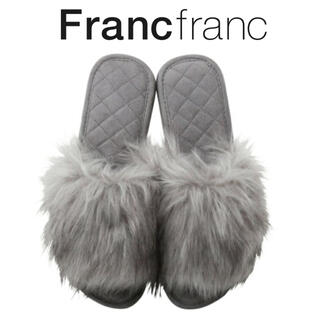 フランフラン(Francfranc)の❤ギフト袋有❤新品 フランフラン フラッフィー ファー ルームシューズ グレー❤(スリッパ/ルームシューズ)