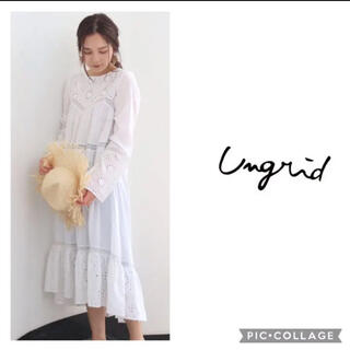 アングリッド(Ungrid)の【タグ付き・新品】ungrid エングロイダリーコットンワンピース　ホワイト(ロングワンピース/マキシワンピース)