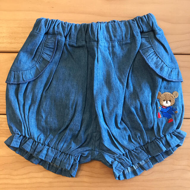 くまのがっこう(クマノガッコウ)のくまのがっこう　かぼちゃパンツ　半ズボン　デニム　90 新品 キッズ/ベビー/マタニティのキッズ服女の子用(90cm~)(パンツ/スパッツ)の商品写真