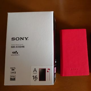 ウォークマン(WALKMAN)のSONY WALKMAN NW-A105 レッド 純正ケース付き イヤホン無し(ポータブルプレーヤー)