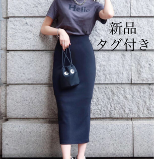 ジーユー(GU)のGU リブナローミディスカート　XS 黒(ロングスカート)