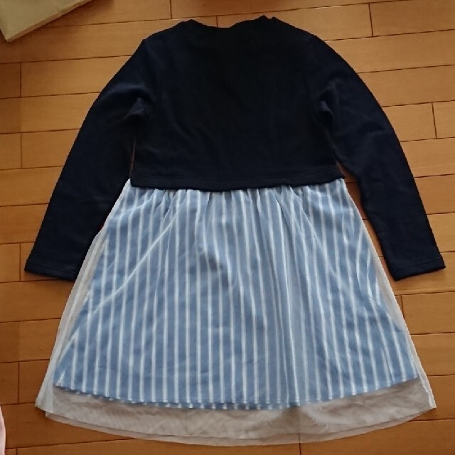 GU(ジーユー)の未使用 GU ストライプ コンビワンピース 150cm キッズ/ベビー/マタニティのキッズ服女の子用(90cm~)(ワンピース)の商品写真