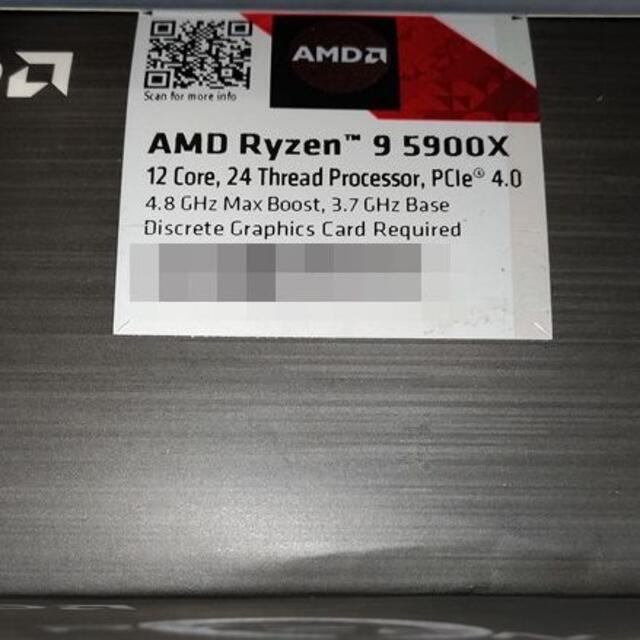 新品保証付 未開封　AMD Ryzen9 5900X CPU スマホ/家電/カメラのPC/タブレット(PCパーツ)の商品写真