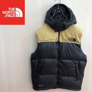 ザノースフェイス(THE NORTH FACE)のノースフェイス　フードダウンベスト　ブラック　ベージュ　メンズM(ダウンベスト)