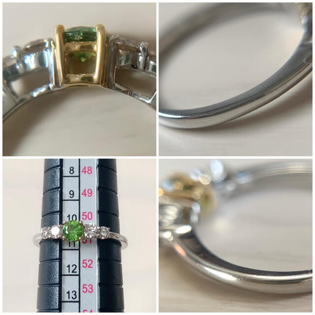 【美品】デマントイドガーネット0.25ct　ダイヤモンド0.20ctリング　指輪 レディースのアクセサリー(リング(指輪))の商品写真