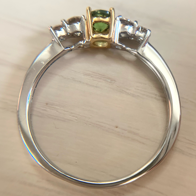 【美品】デマントイドガーネット0.25ct　ダイヤモンド0.20ctリング　指輪 レディースのアクセサリー(リング(指輪))の商品写真