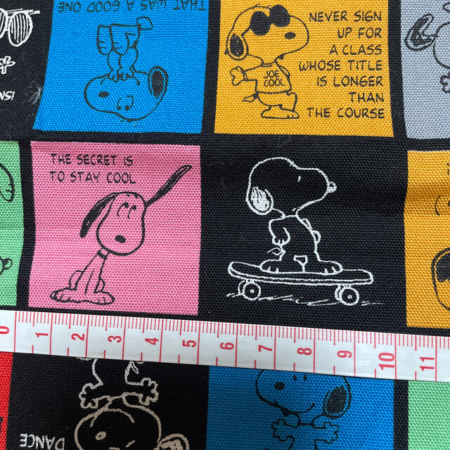 SNOOPY(スヌーピー)のスヌーピー  生地 はぎれ ブロックブラック オックス ハンドメイドの素材/材料(生地/糸)の商品写真