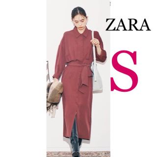 ザラ(ZARA)の新品未使用 ZARA MORE掲載♡ベルト付き シャツワンピース PLST(ロングワンピース/マキシワンピース)