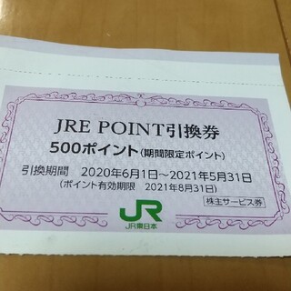ジェイアール(JR)のJR東日本 JRE POINT ポイント引換券500ポイント 5枚(その他)