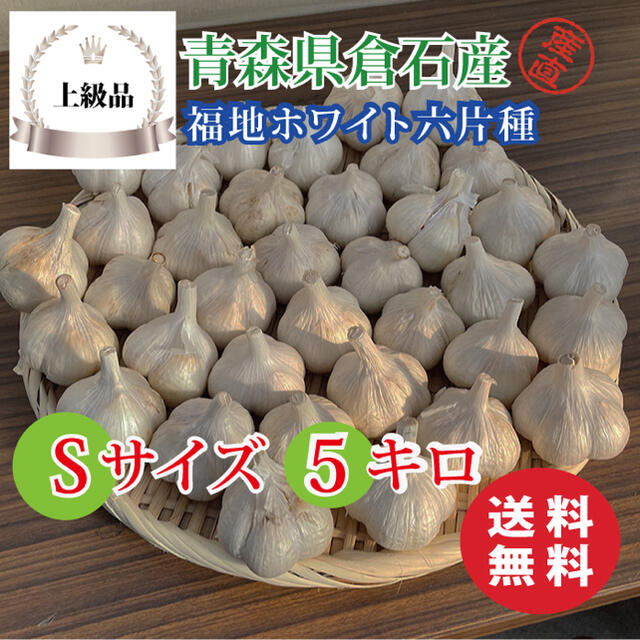 【上級品】青森県倉石産にんにく福地ホワイト六片種Sサイズ 5kg