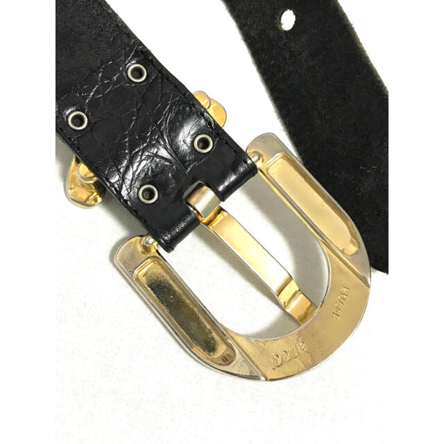 JOHN LAWRENCE SULLIVAN(ジョンローレンスサリバン)のVINTAGE Huge-Buckle Design Leather Belt メンズのファッション小物(ベルト)の商品写真