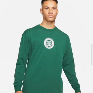ナイキ(NIKE)の【XS】Nike stussyナイキステューシーロングスリーブTシャツ緑グリーン(Tシャツ/カットソー(七分/長袖))