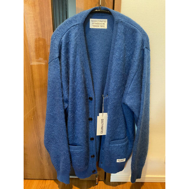 21ss wacko maria mohair cardigan L 青 ブルー