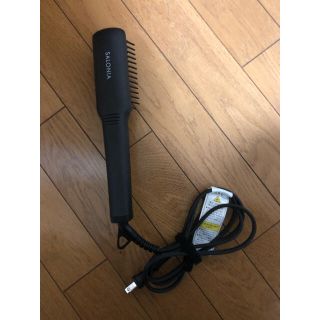 サロニア　ストレートヒートブラシ　スリム　ブラック SL-012BKS(ヘアアイロン)