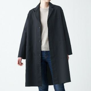 ムジルシリョウヒン(MUJI (無印良品))の◆新品◆ 無印良品 インド綿デニムコート 男女兼用／XXS～XS／黒 (ステンカラーコート)