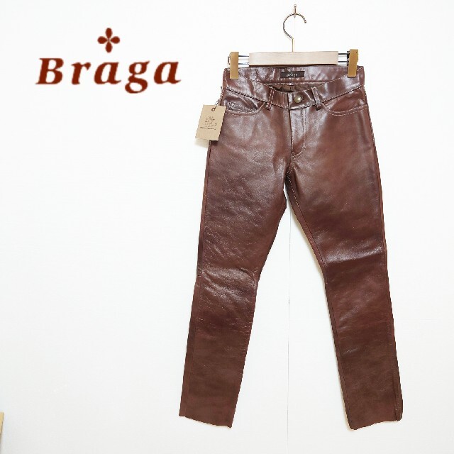 新品 未使用 タグ付き Braga カウレザーパンツ 牛革