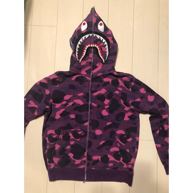 A BATHING APE パープル シャーク パーカー