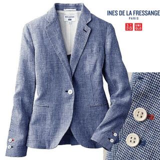 ユニクロ(UNIQLO)の★メカ様専用★*新品★8千円リネン製イネス★春夏ジャケットＬブルー(テーラードジャケット)