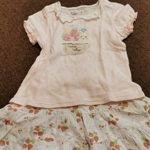 coeur a coeur(クーラクール)のいちご柄クーラクールセット キッズ/ベビー/マタニティのキッズ服女の子用(90cm~)(ワンピース)の商品写真