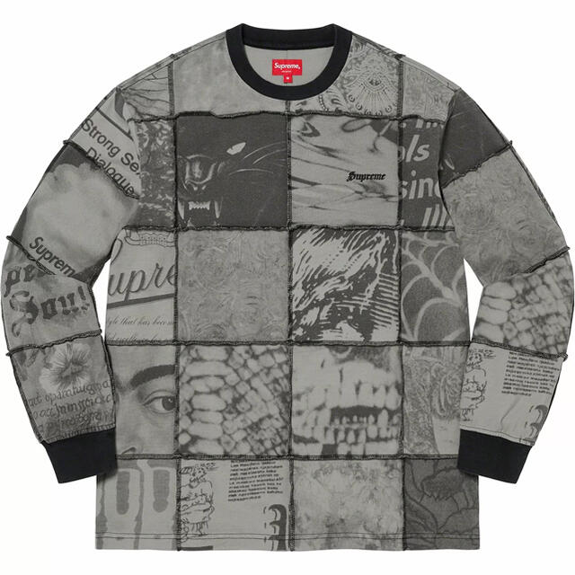 M 黒 SUPREME Mosaic Patchwork L/S Top 新品トップス