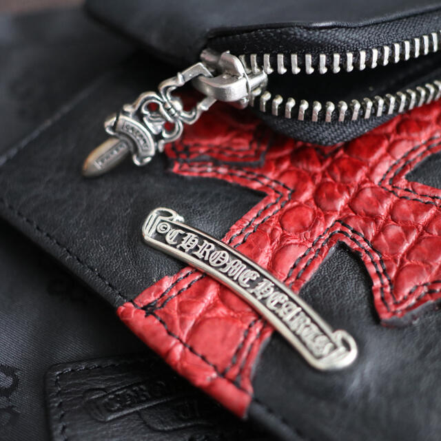 CHROME HEARTS Leather Micro Pouch Cross Patches クロムハーツ レザーマイクロポーチ クロスパッチ クロスボールジップ 小物入れ ブラック【230911】【-A】【me04】