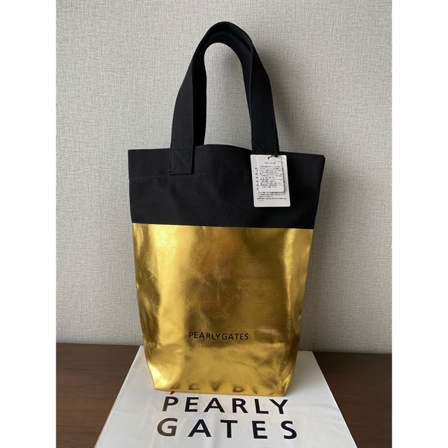 PEARLY GATES(パーリーゲイツ)の未使用　パーリーゲイツ  PEARLY GATES  バッグ　ゴールド　シューズ スポーツ/アウトドアのゴルフ(バッグ)の商品写真