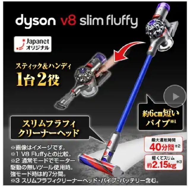 【美品】dyson v8 slim fluffyクリーナーヘッド