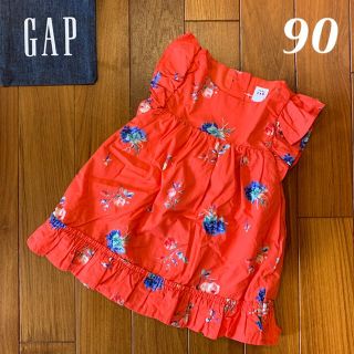 ベビーギャップ(babyGAP)の新品☆babygap☆オレンジ花柄ワンピース☆90㎝(ワンピース)