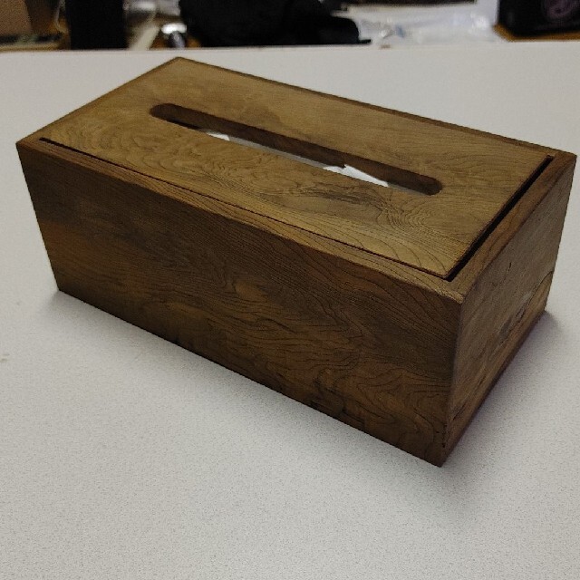 神代杉　縮み杢　ティッシュ箱　無垢材　埋もれ木　　オーダー品