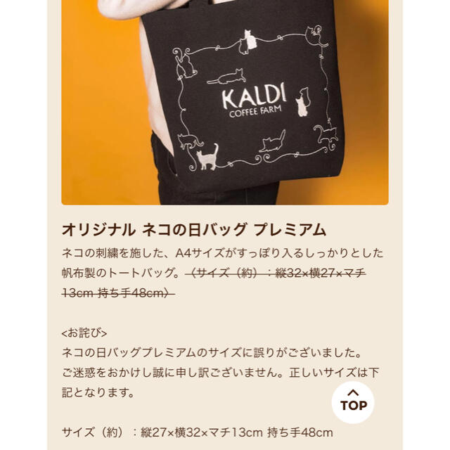 KALDI(カルディ)のカルディ　KALDI  ネコの日バッグ　ニャンコーヒーセット　ポーチ レディースのバッグ(トートバッグ)の商品写真