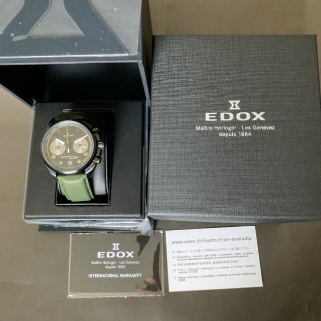 【新品】エドックス EDOX クロノラリー スイス製 ブラック盤色 メンズ腕時計