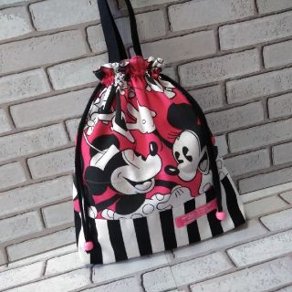 ディズニー(Disney)のレア☆ミニー　体操着袋☆巾着袋　ビンテージシーツ　ハンドメイド(バッグ/レッスンバッグ)