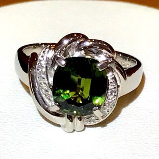 ☆Pt900 グリーンサファイア2.56ct&ダイヤリング 鑑別書付き☆(リング(指輪))