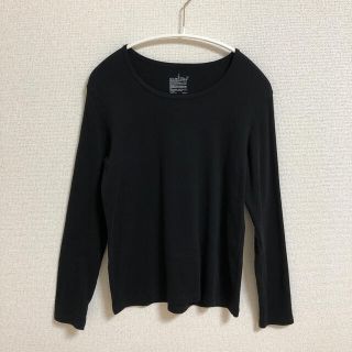 ムジルシリョウヒン(MUJI (無印良品))のMUJI 無印良品　クルーネック長袖Tシャツ　ブラック　L(カットソー(長袖/七分))