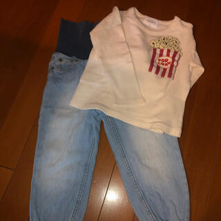 エイチアンドエム(H&M)の男の子　ロンT＆デニムジョガーパンツ#95(Tシャツ/カットソー)