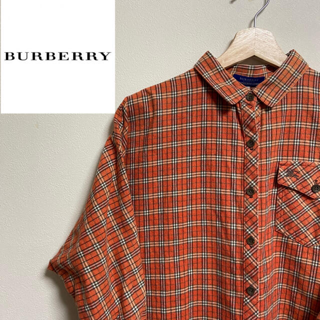 BURBERRY(バーバリー)の80's vintage burberry チェックシャツ オレンジ レディースのトップス(シャツ/ブラウス(長袖/七分))の商品写真