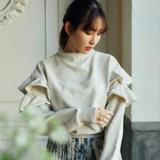 スナイデル(SNIDEL)のRuffled Cotton-Jersey Sweatshirt(トレーナー/スウェット)