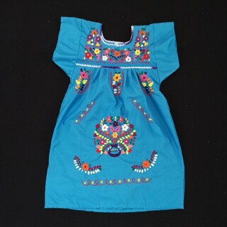 新品 110cm～　女の子用　手刺繍　刺繍ワンピ　エスニック雑貨　メキシコ雑貨(ワンピース)